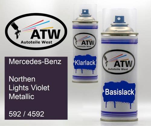 Mercedes-Benz, Northen Lights Violet Metallic, 592 / 4592: 400ml Sprühdose + 400ml Klarlack - Set, von ATW Autoteile West.